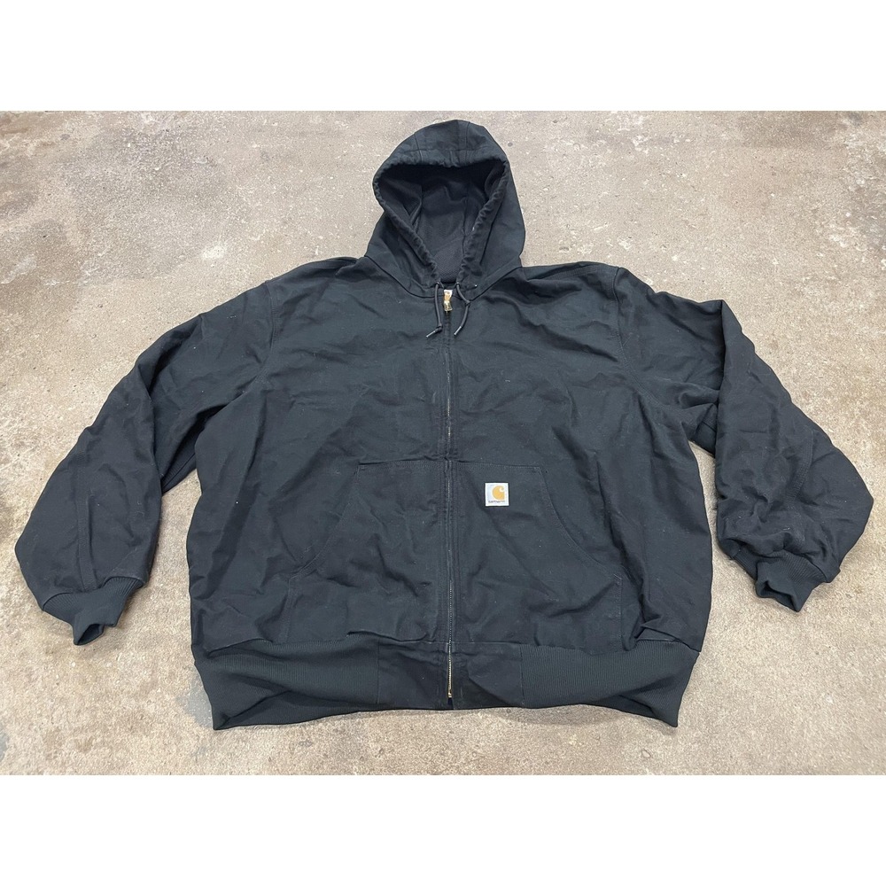 Carhartt Jacket Mens 3XL Black J131 Hooded Canvas Bomber Thermal Workwear USA